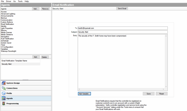 Using the Email Notification agent
